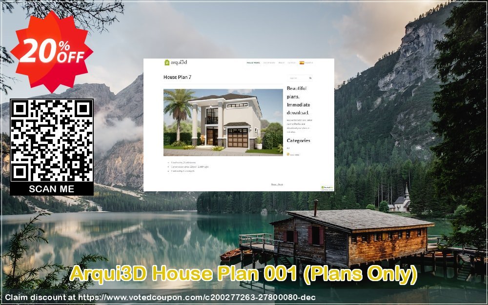 Arqui3D House Plan 001, Plans Only  Coupon, discount 20% off Plan1. Promotion: Imposing sales code of House Plan 001 (Plans Only) 2023
