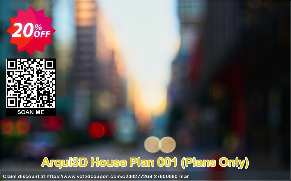 Arqui3D House Plan 001, Plans Only  Coupon, discount 20% off Plan1. Promotion: Imposing sales code of House Plan 001 (Plans Only) 2024