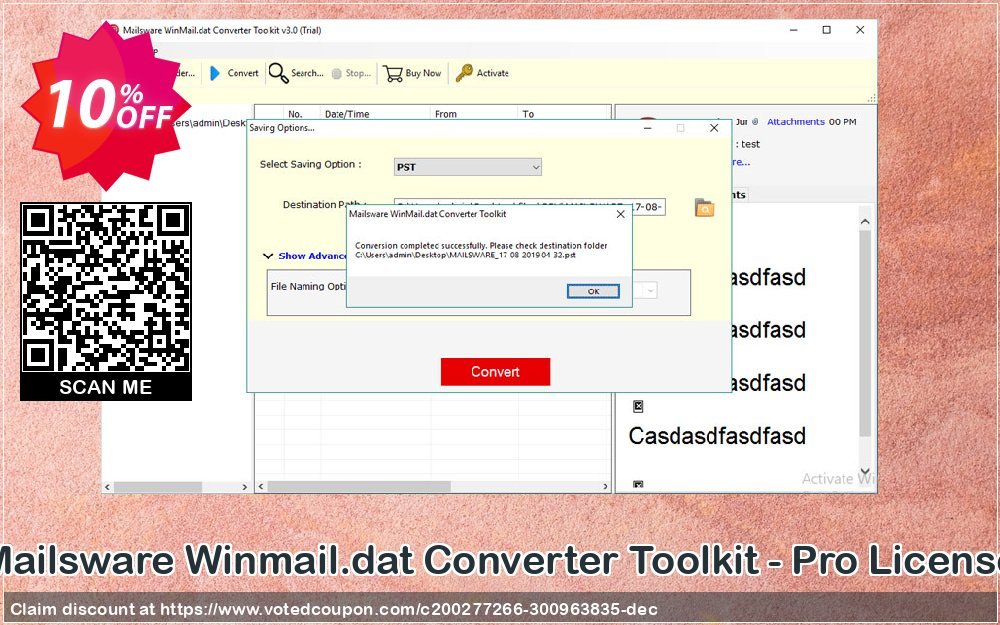 Mailsware Winmail.dat Converter Toolkit - Pro Plan Coupon, discount Coupon code Mailsware Winmail.dat Converter Toolkit - Pro License. Promotion: Mailsware Winmail.dat Converter Toolkit - Pro License offer from ZOOK Software