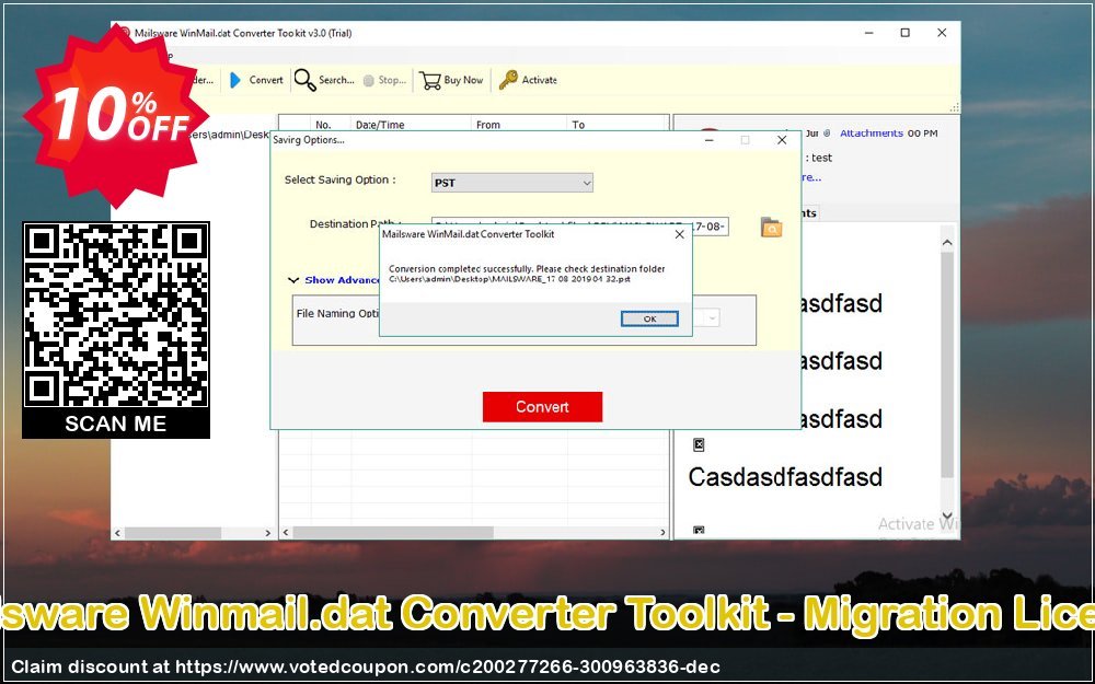 Mailsware Winmail.dat Converter Toolkit - Migration Plan Coupon, discount Coupon code Mailsware Winmail.dat Converter Toolkit - Migration License. Promotion: Mailsware Winmail.dat Converter Toolkit - Migration License offer from ZOOK Software