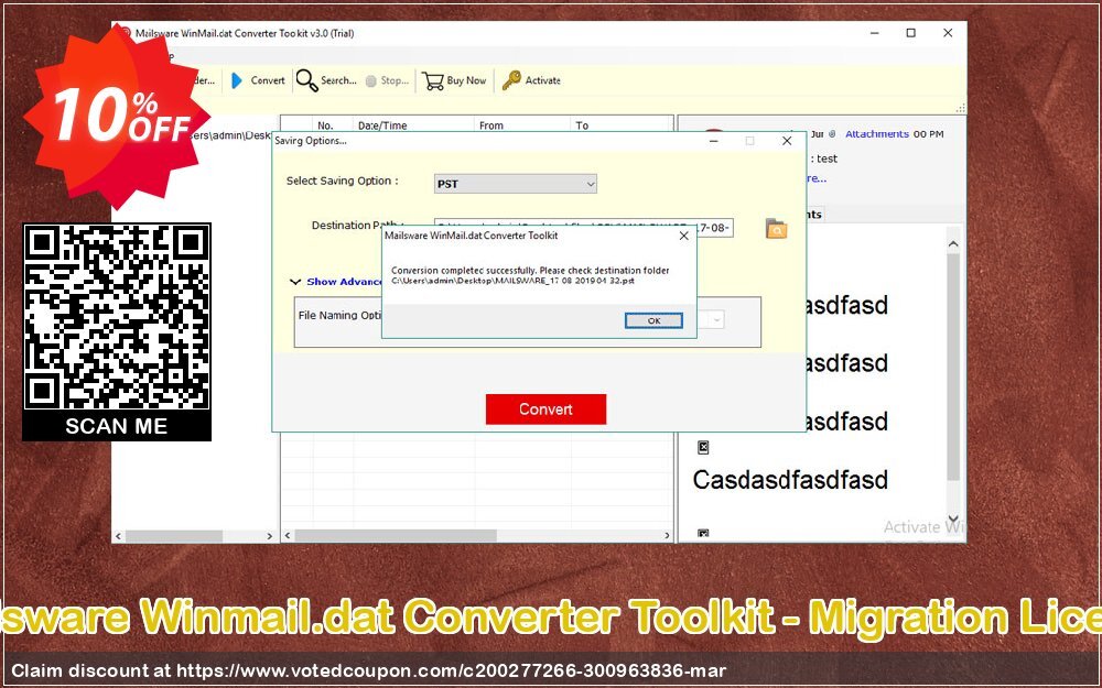 Mailsware Winmail.dat Converter Toolkit - Migration Plan Coupon, discount Coupon code Mailsware Winmail.dat Converter Toolkit - Migration License. Promotion: Mailsware Winmail.dat Converter Toolkit - Migration License offer from ZOOK Software