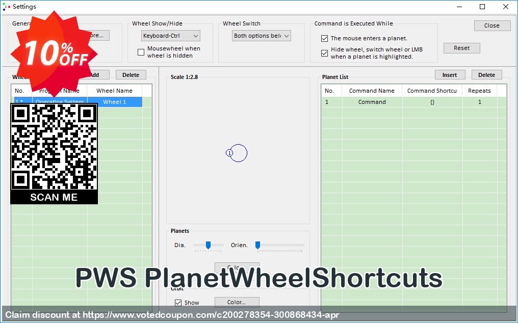 PWS PlanetWheelShortcuts