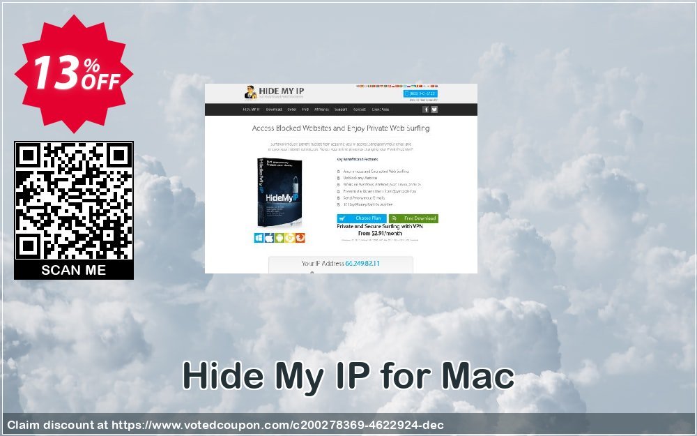 Hide My IP for MAC Coupon, discount Hide My IP for Mac Exclusive offer code 2023. Promotion: Exclusive offer code of Hide My IP for Mac 2023