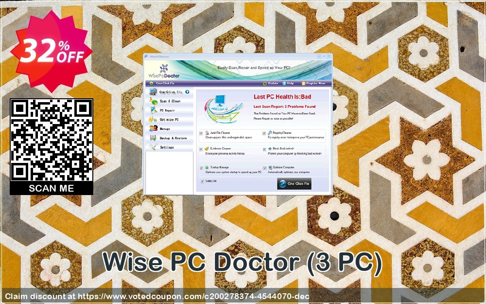 Wise PC Doctor, 3 PC  Coupon, discount Wise PC Doctor 3 PC 1 Year Excellent offer code 2023. Promotion: Excellent offer code of Wise PC Doctor 3 PC 1 Year 2023