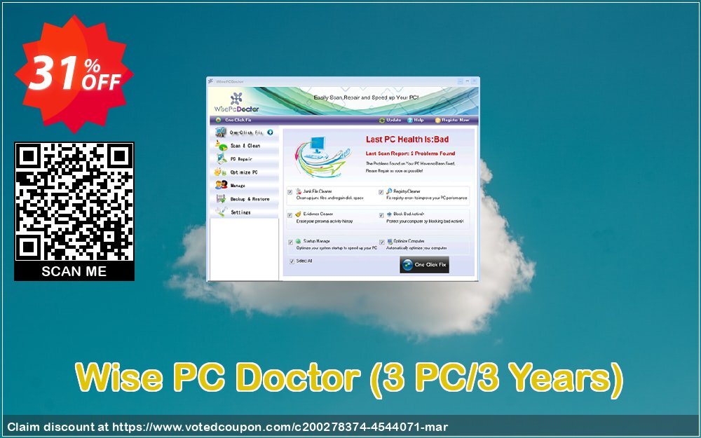 Wise PC Doctor, 3 PC/3 Years  Coupon, discount Wise PC Doctor 3 PC 3 Years Marvelous discount code 2024. Promotion: Marvelous discount code of Wise PC Doctor 3 PC 3 Years 2024