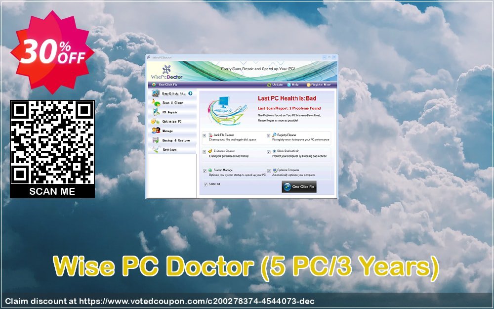 Wise PC Doctor, 5 PC/3 Years  Coupon, discount Wise PC Doctor 5 PC 3 Years Awful discounts code 2023. Promotion: Awful discounts code of Wise PC Doctor 5 PC 3 Years 2023