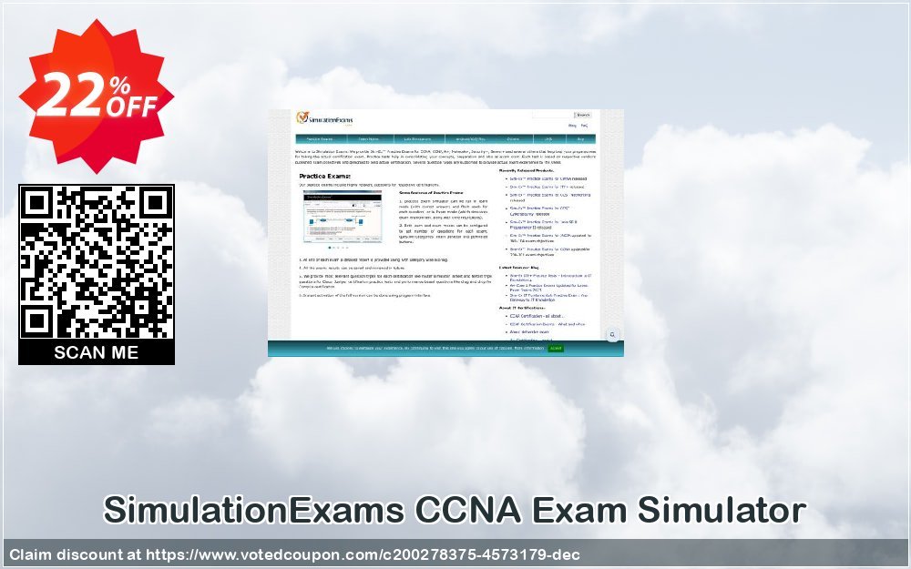 SimulationExams CCNA Exam Simulator Coupon, discount SE: CCNA Exam Simulator Stunning promotions code 2023. Promotion: Stunning promotions code of SE: CCNA Exam Simulator 2023
