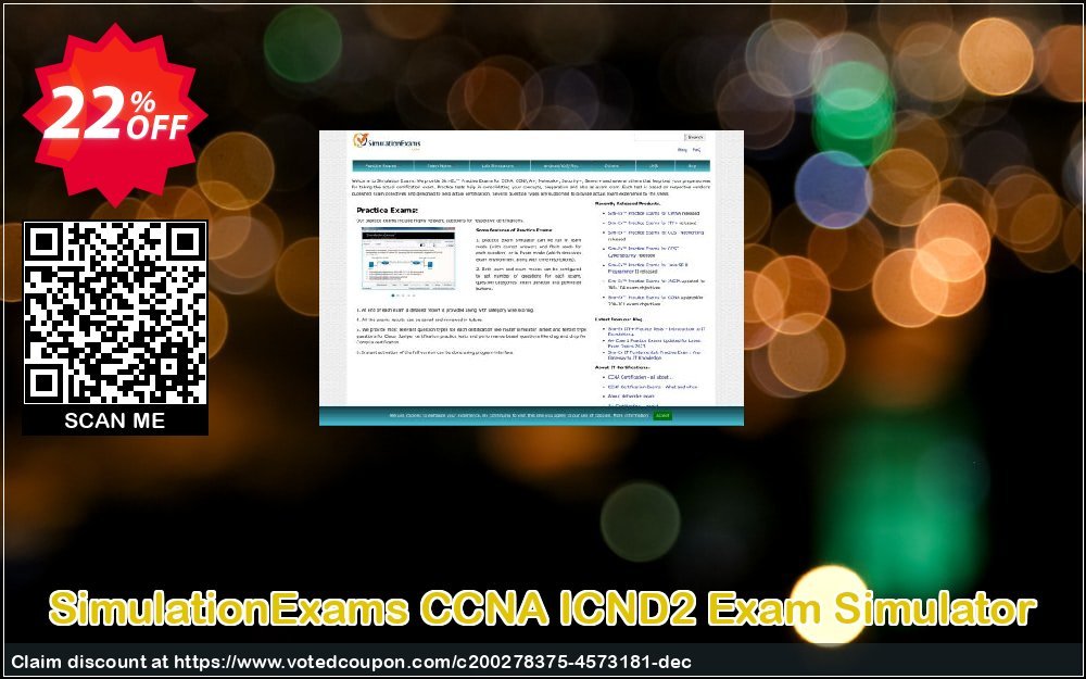 SimulationExams CCNA ICND2 Exam Simulator Coupon, discount SE: CCNA ICND2 Exam Simulator Imposing deals code 2024. Promotion: Imposing deals code of SE: CCNA ICND2 Exam Simulator 2024