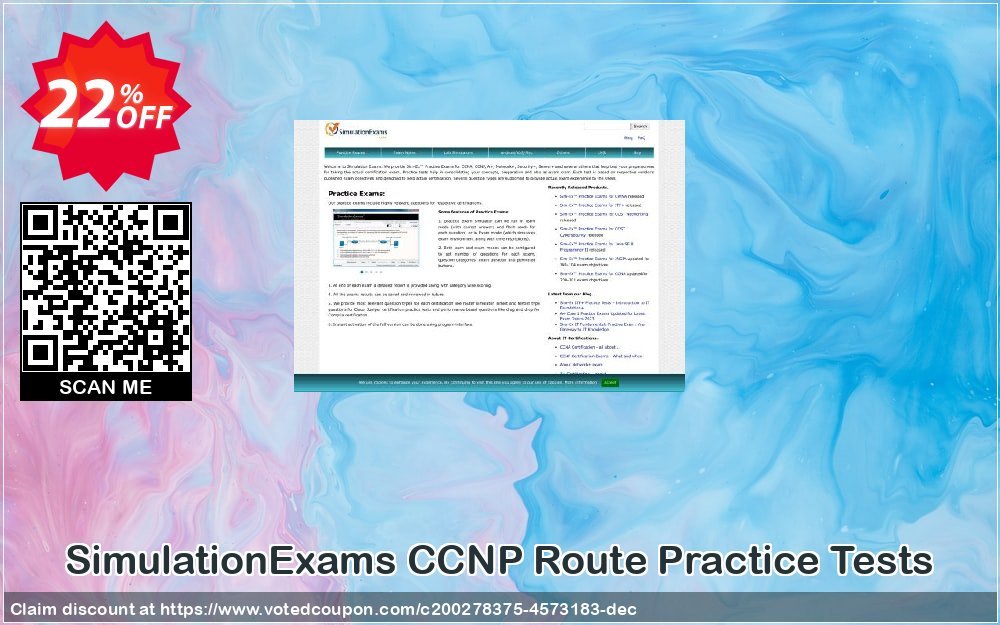SimulationExams CCNP Route Practice Tests Coupon, discount SE: CCNP Route Practice Tests Impressive discount code 2023. Promotion: Impressive discount code of SE: CCNP Route Practice Tests 2023