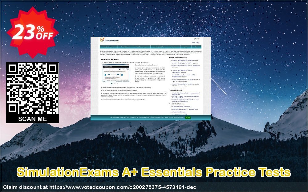 SimulationExams A+ Essentials Practice Tests Coupon, discount SE: A+ Essentials Practice Tests Awful promo code 2024. Promotion: Awful promo code of SE: A+ Essentials Practice Tests 2024