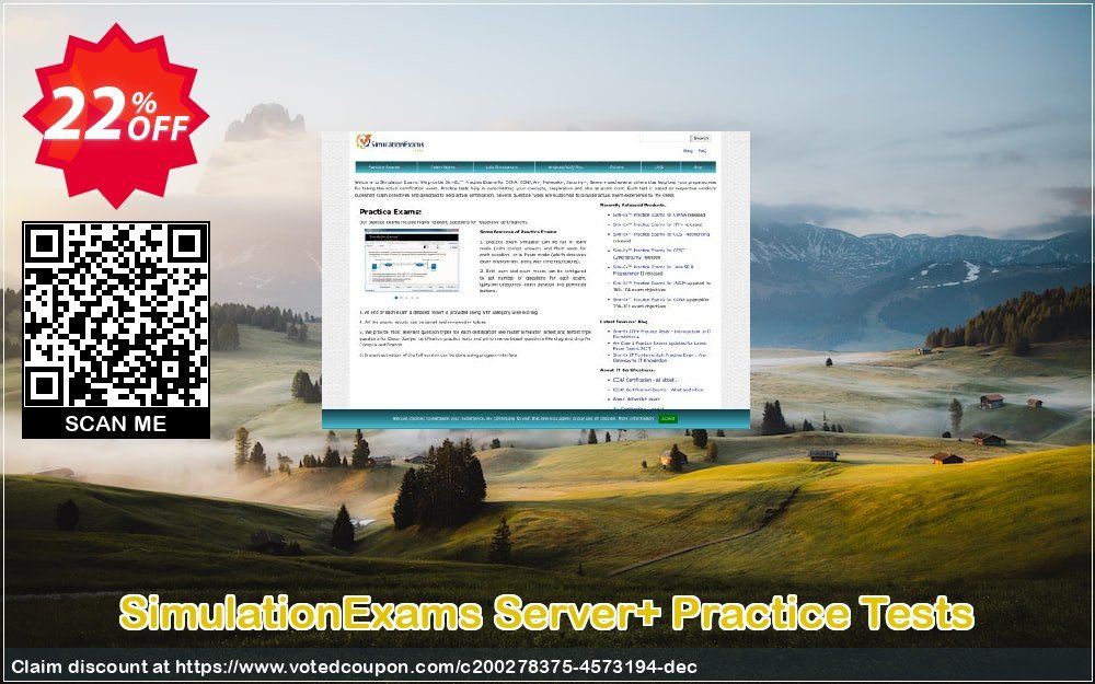 SimulationExams Server+ Practice Tests Coupon, discount SE: Server+ Practice Tests Best sales code 2024. Promotion: Best sales code of SE: Server+ Practice Tests 2024