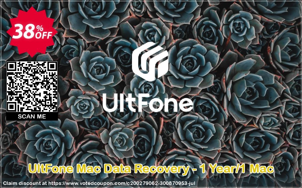 UltFone MAC Data Recovery - Yearly/1 MAC Coupon, discount Coupon code UltFone Mac Data Recovery - 1 Year/1 Mac. Promotion: UltFone Mac Data Recovery - 1 Year/1 Mac offer from UltFone