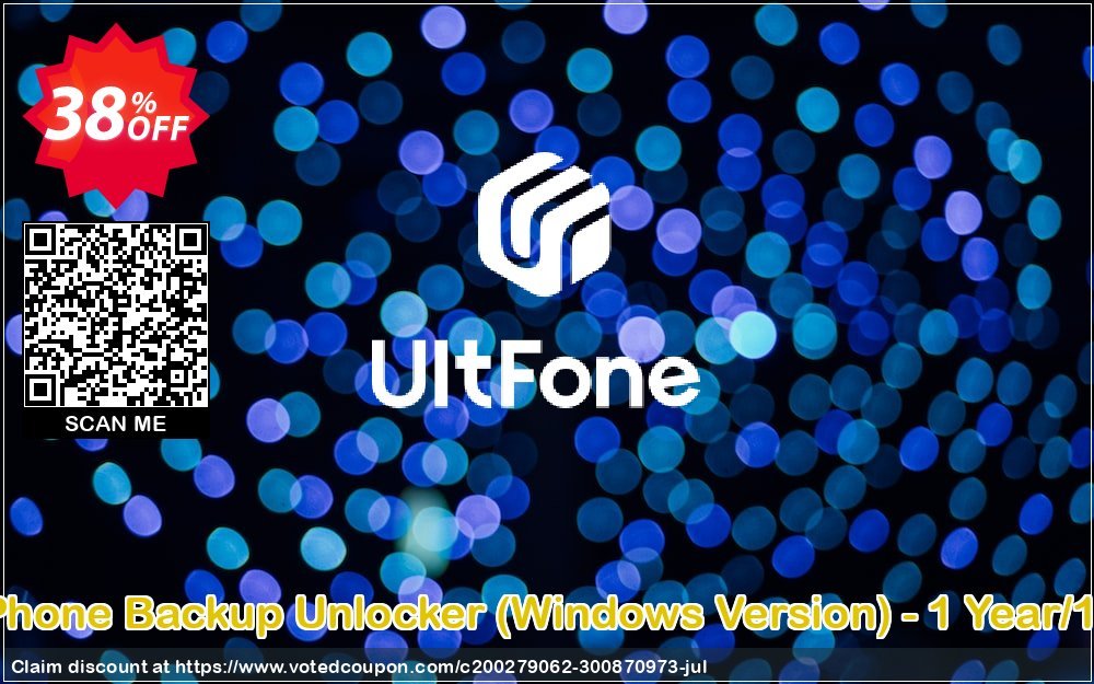 UltFone iPhone Backup Unlocker, WINDOWS Version - Yearly/10 Devices voted-on promotion codes