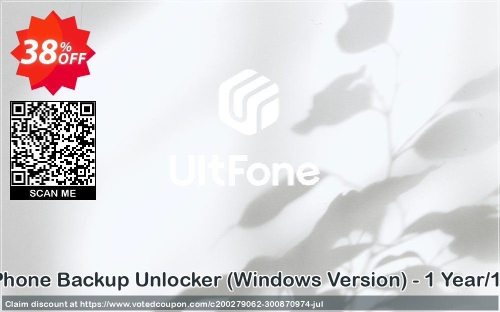 Get 31% OFF UltFone iPhone Backup Unlocker, WINDOWS Version - Yearly/15 Devices Coupon