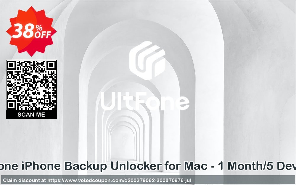 UltFone iPhone Backup Unlocker for MAC - Monthly/5 Devices voted-on promotion codes