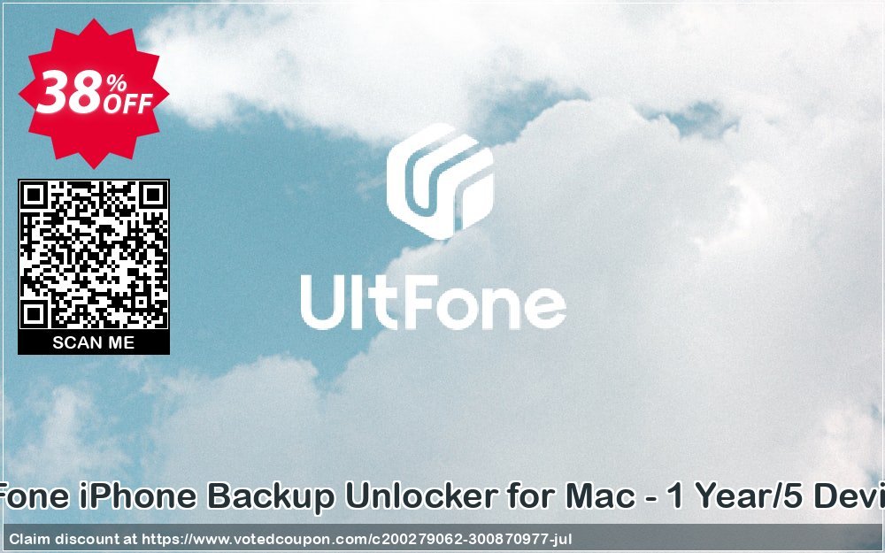 UltFone iPhone Backup Unlocker for MAC - Yearly/5 Devices voted-on promotion codes