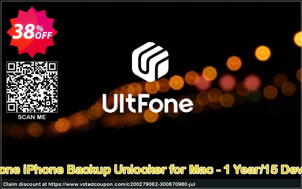 UltFone iPhone Backup Unlocker for MAC - Yearly/15 Devices voted-on promotion codes