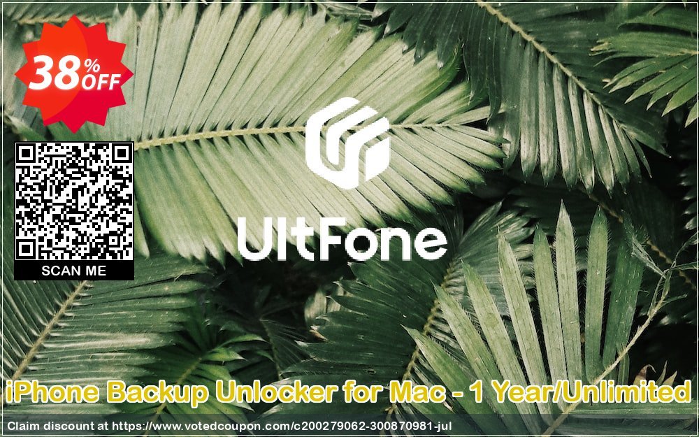 UltFone iPhone Backup Unlocker for MAC - Yearly/Unlimited Devices voted-on promotion codes