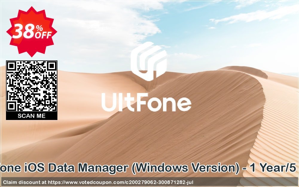UltFone iOS Data Manager, WINDOWS Version - Yearly/5 PCs voted-on promotion codes