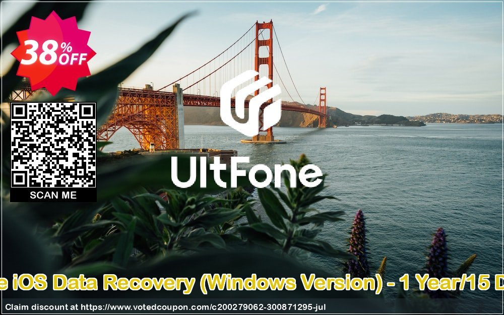 UltFone iOS Data Recovery, WINDOWS Version - Yearly/15 Devices voted-on promotion codes