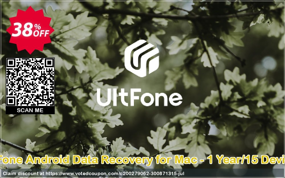 UltFone Android Data Recovery for MAC - Yearly/15 Devices Coupon, discount Coupon code UltFone Android Data Recovery for Mac - 1 Year/15 Devices. Promotion: UltFone Android Data Recovery for Mac - 1 Year/15 Devices offer from UltFone