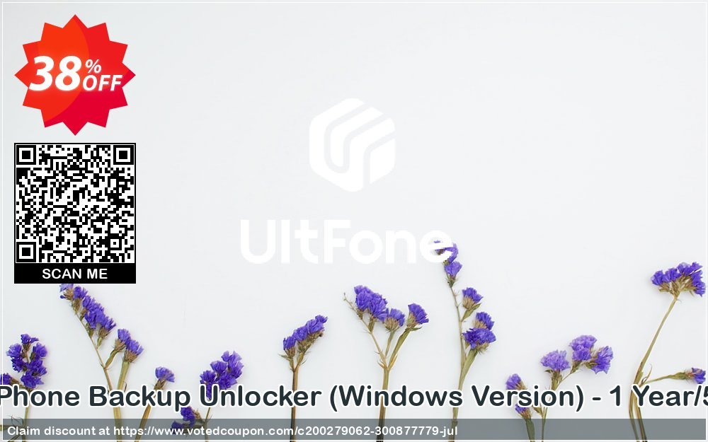 UltFone iPhone Backup Unlocker, WINDOWS Version - Yearly/5 Devices voted-on promotion codes