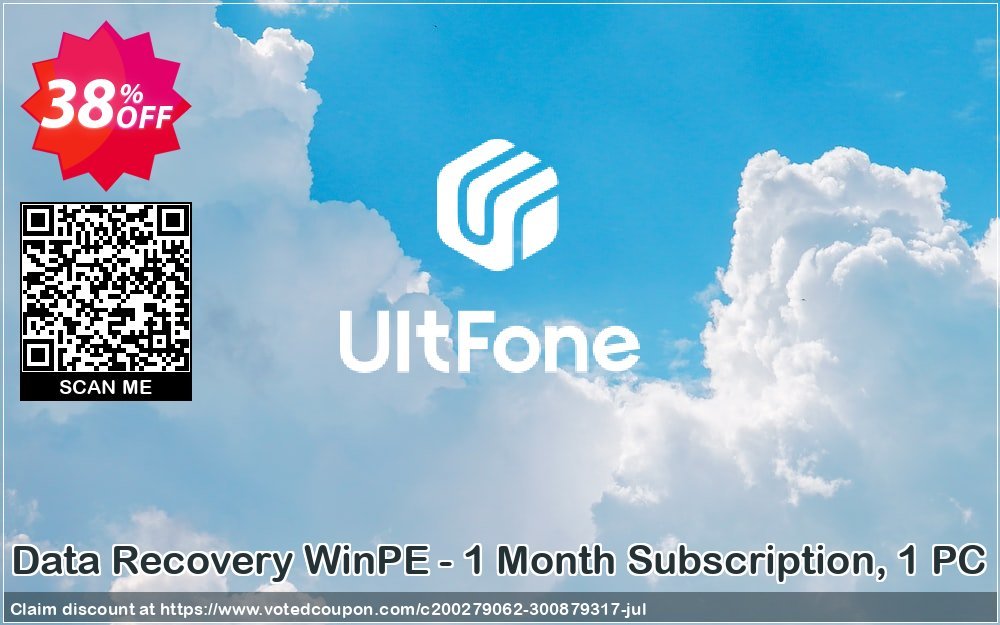 UltFone Data Recovery WinPE - Monthly Subscription, 1 PC voted-on promotion codes