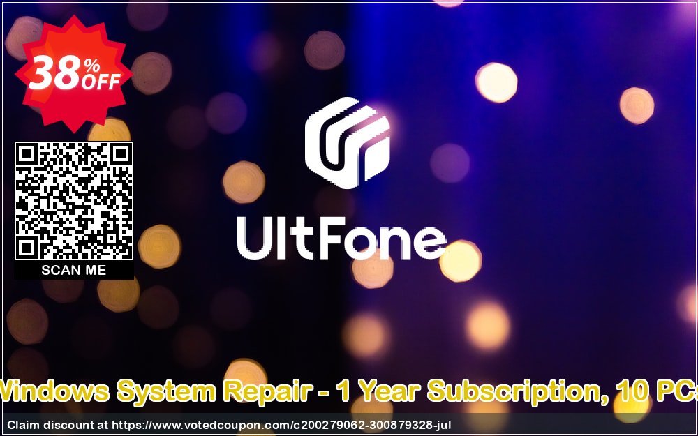 UltFone WINDOWS System Repair - Yearly Subscription, 10 PCs voted-on promotion codes