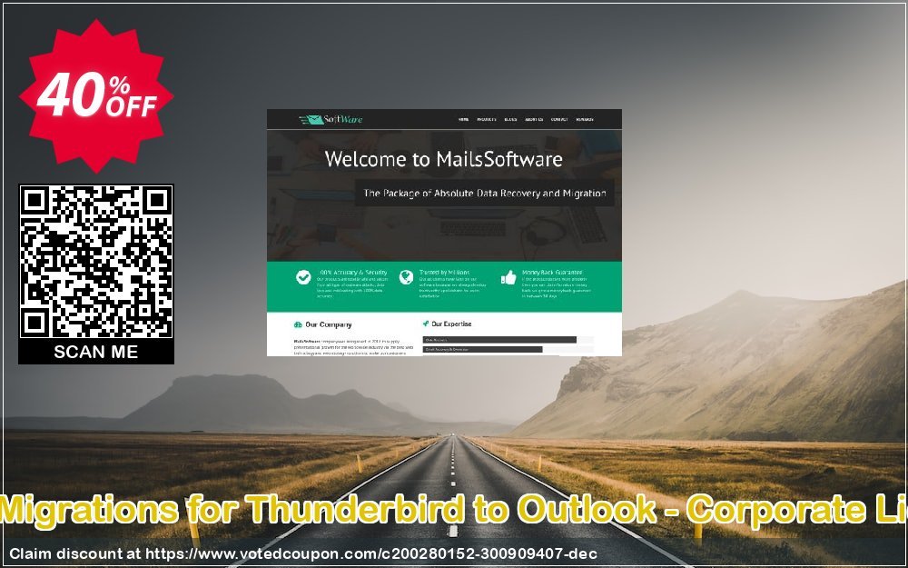 QuickMigrations for Thunderbird to Outlook - Corporate Plan Coupon, discount Coupon code QuickMigrations for Thunderbird to Outlook - Corporate License. Promotion: QuickMigrations for Thunderbird to Outlook - Corporate License offer from MailsSoftware