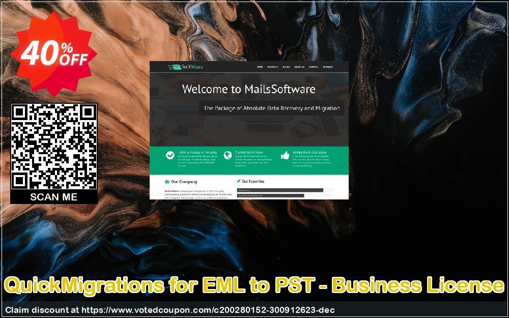 QuickMigrations for EML to PST - Business Plan Coupon, discount Coupon code QuickMigrations for EML to PST - Business License. Promotion: QuickMigrations for EML to PST - Business License offer from MailsSoftware