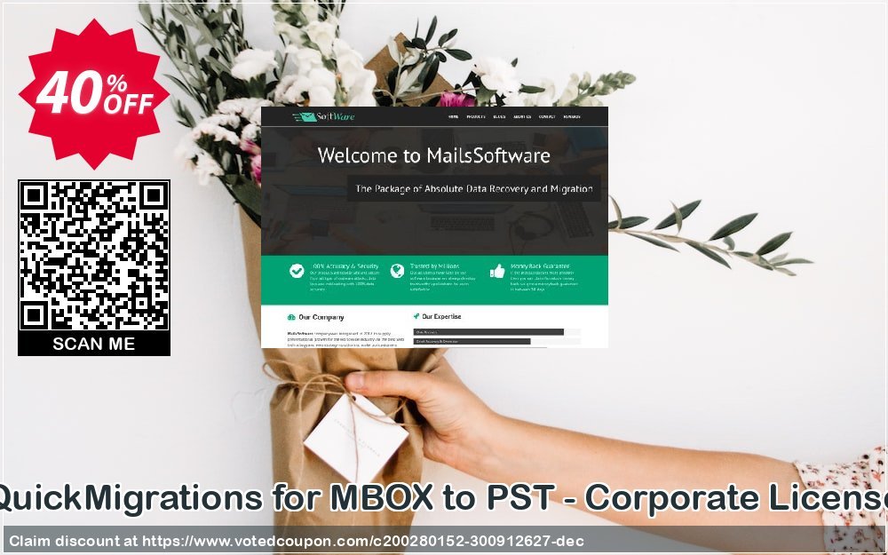 QuickMigrations for MBOX to PST - Corporate Plan Coupon, discount Coupon code QuickMigrations for MBOX to PST - Corporate License. Promotion: QuickMigrations for MBOX to PST - Corporate License offer from MailsSoftware