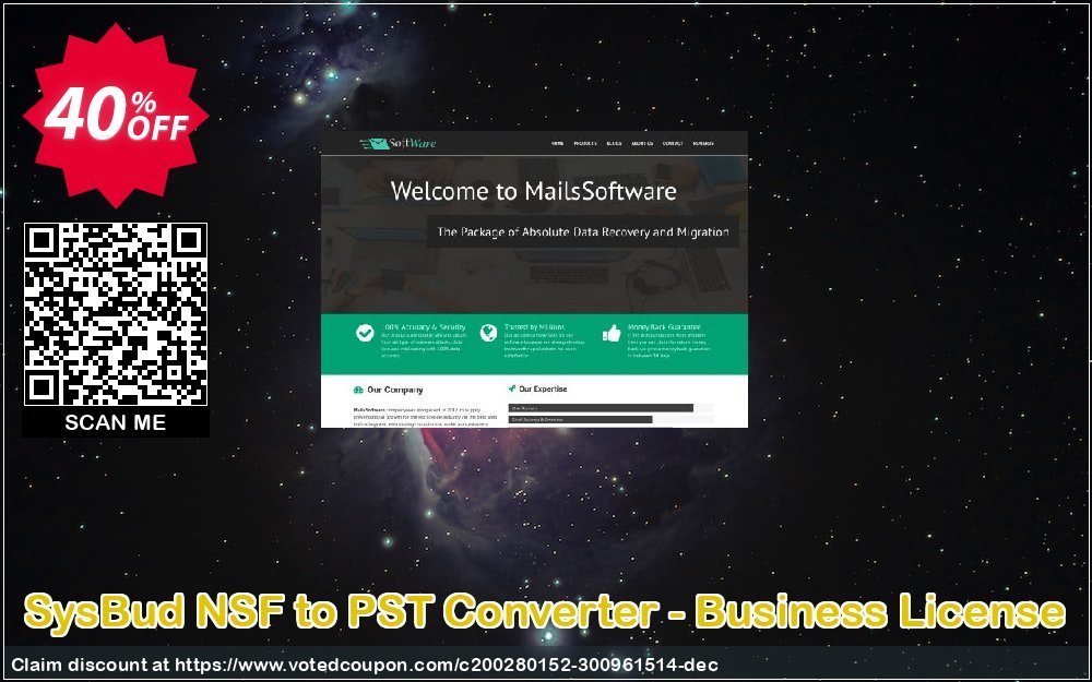 SysBud NSF to PST Converter - Business Plan Coupon, discount Coupon code SysBud NSF to PST Converter - Business License. Promotion: SysBud NSF to PST Converter - Business License offer from MailsSoftware