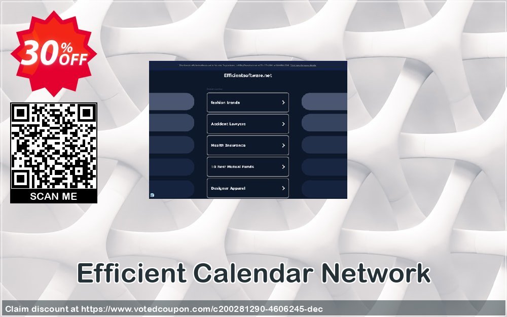 Efficient Calendar Network Coupon, discount Efficient Calendar Network Best promo code 2023. Promotion: Best promo code of Efficient Calendar Network 2023