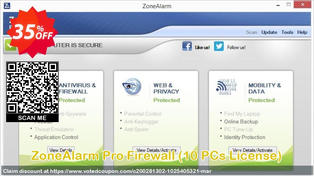 ZoneAlarm Pro Firewall, 10 PCs Plan  Coupon, discount 35% OFF ZoneAlarm Pro Firewall (10 PCs License), verified. Promotion: Amazing offer code of ZoneAlarm Pro Firewall (10 PCs License), tested & approved