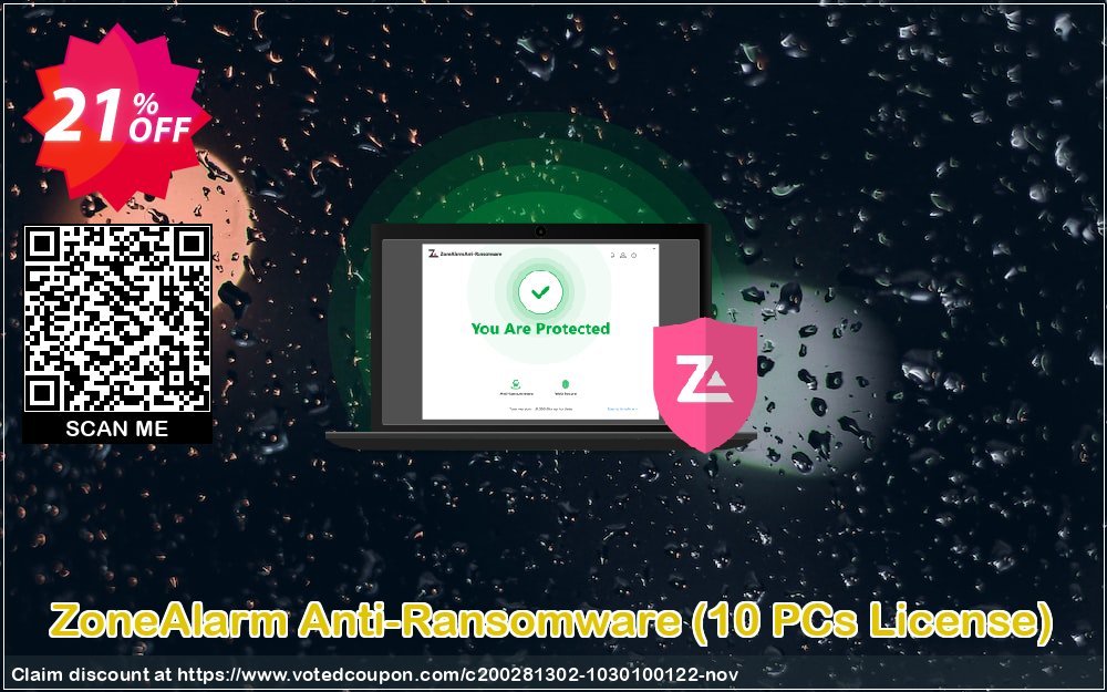 ZoneAlarm Anti-Ransomware, 10 PCs Plan  Coupon, discount 20% OFF ZoneAlarm Anti-Ransomware (10 PCs License), verified. Promotion: Amazing offer code of ZoneAlarm Anti-Ransomware (10 PCs License), tested & approved