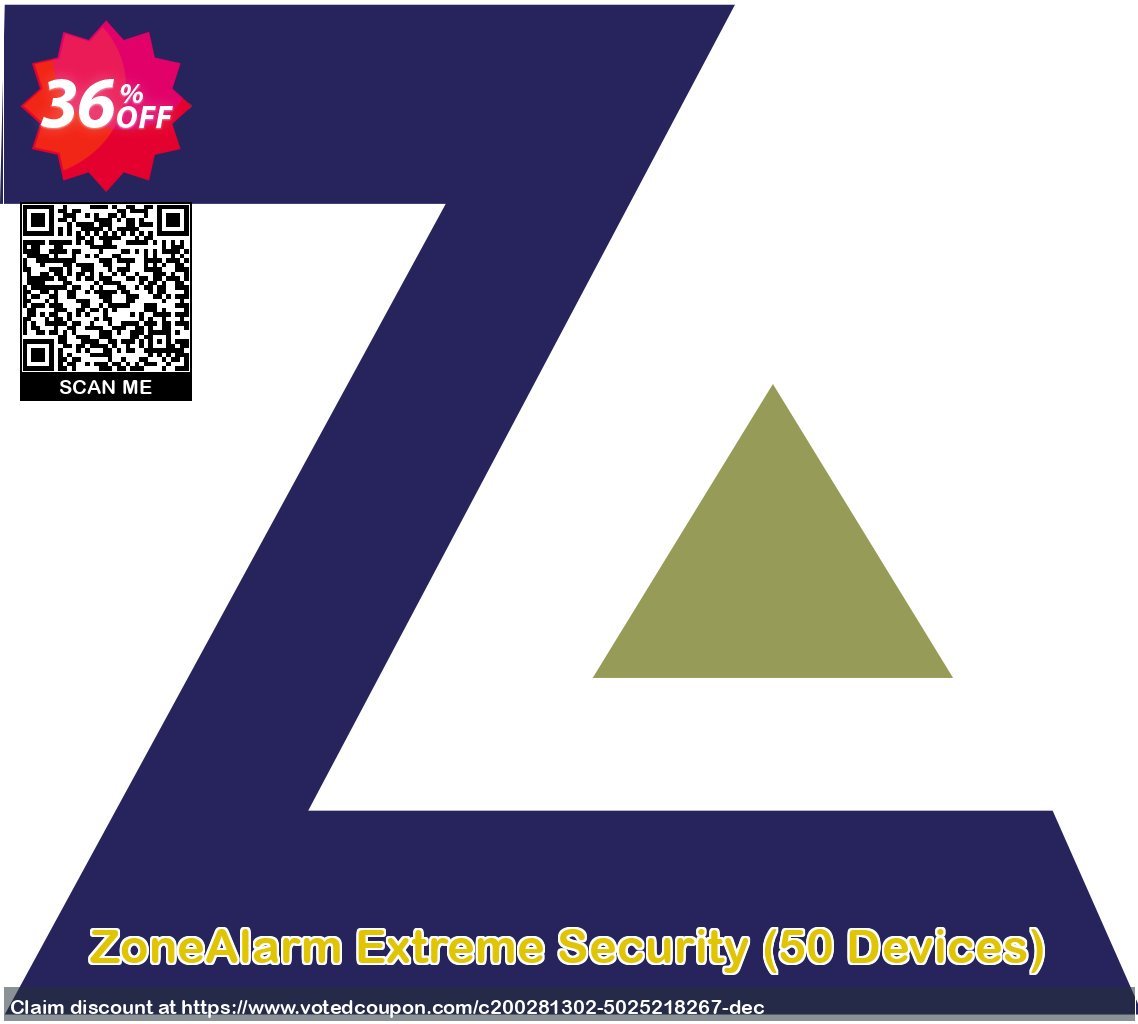 ZoneAlarm Extreme Security, 50 Devices  Coupon, discount 36% OFF ZoneAlarm Extreme Security (50 Devices), verified. Promotion: Amazing offer code of ZoneAlarm Extreme Security (50 Devices), tested & approved