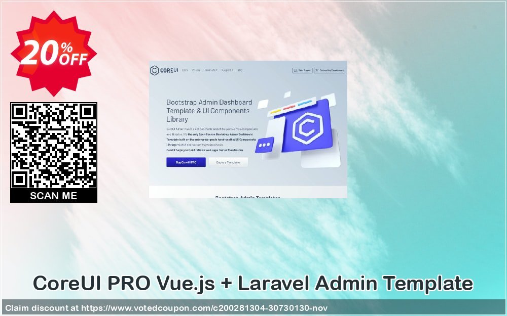 CoreUI PRO Vue.js + Laravel Admin Template Coupon, discount CoreUI PRO Vue.js + Laravel Admin Template Exclusive discount code 2023. Promotion: Exclusive discount code of CoreUI PRO Vue.js + Laravel Admin Template 2023