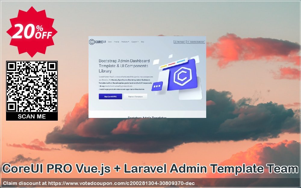 CoreUI PRO Vue.js + Laravel Admin Template Team Coupon Code Apr 2024, 20% OFF - VotedCoupon