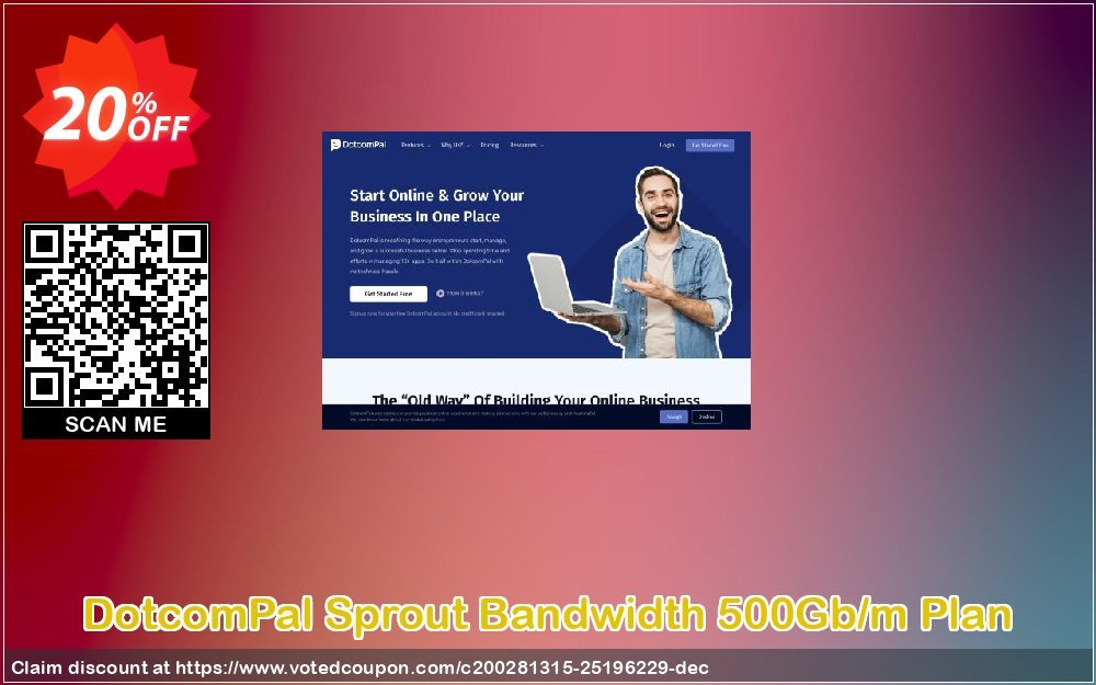 DotcomPal Sprout Bandwidth 500Gb/m Plan Coupon Code May 2024, 20% OFF - VotedCoupon