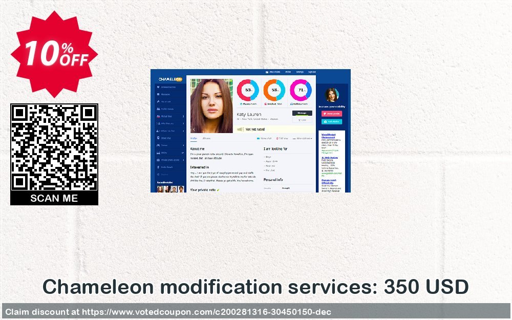 Chameleon modification services: 350 USD Coupon, discount Chameleon modification services: 350 USD Wonderful discounts code 2024. Promotion: Wonderful discounts code of Chameleon modification services: 350 USD 2024