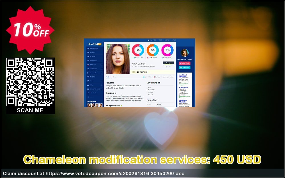 Chameleon modification services: 450 USD Coupon, discount Chameleon modification services: 450 USD Imposing promotions code 2024. Promotion: Imposing promotions code of Chameleon modification services: 450 USD 2024