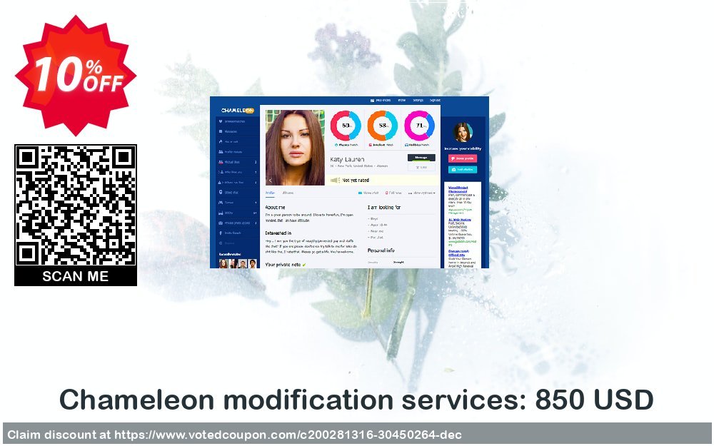 Chameleon modification services: 850 USD Coupon, discount Chameleon modification services: 850 USD Awesome sales code 2024. Promotion: Awesome sales code of Chameleon modification services: 850 USD 2024