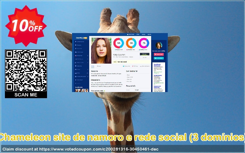 Chameleon site de namoro e rede social, 3 domínios  Coupon Code Apr 2024, 10% OFF - VotedCoupon