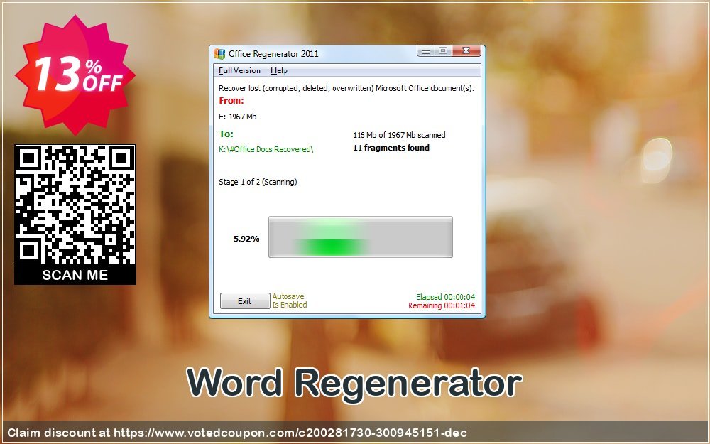 Word Regenerator Coupon, discount 12% OFF Word Regenerator, verified. Promotion: Impressive discount code of Word Regenerator, tested & approved
