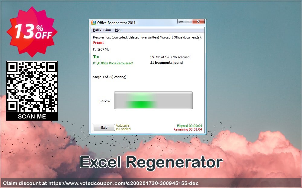 Excel Regenerator Coupon, discount 12% OFF Excel Regenerator, verified. Promotion: Impressive discount code of Excel Regenerator, tested & approved