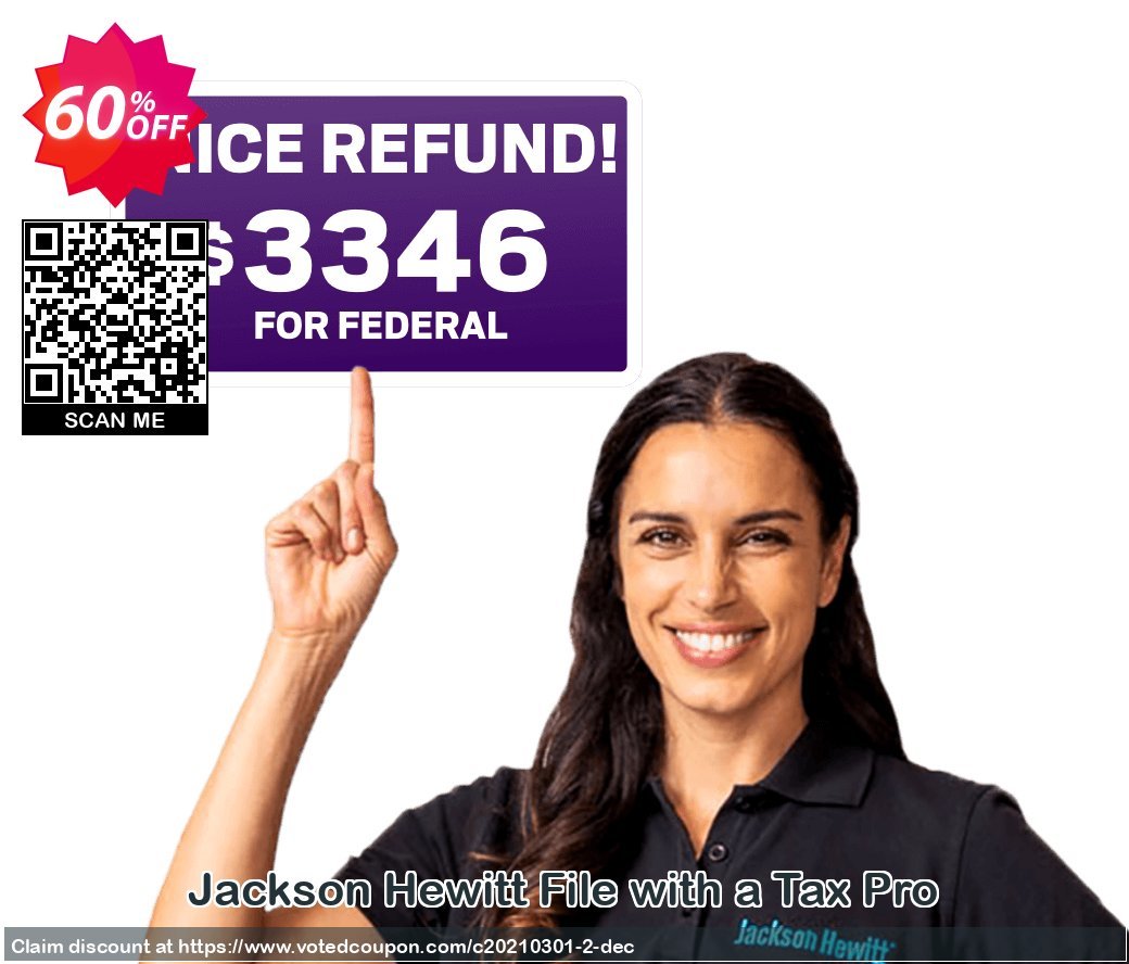 Jackson Hewitt File with a Tax Pro Coupon, discount 60% OFF Jackson Hewitt File with a Tax Pro, verified. Promotion: Super promo code of Jackson Hewitt File with a Tax Pro, tested & approved
