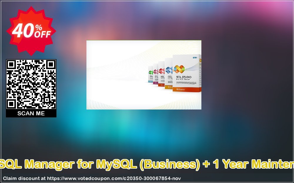 EMS SQL Manager for MySQL, Business + Yearly Maintenance Coupon, discount Coupon code EMS SQL Manager for MySQL (Business) + 1 Year Maintenance. Promotion: EMS SQL Manager for MySQL (Business) + 1 Year Maintenance Exclusive offer 