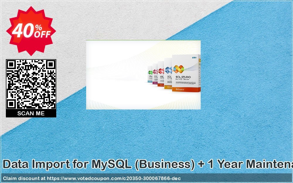 EMS Data Import for MySQL, Business + Yearly Maintenance Coupon, discount Coupon code EMS Data Import for MySQL (Business) + 1 Year Maintenance. Promotion: EMS Data Import for MySQL (Business) + 1 Year Maintenance Exclusive offer 