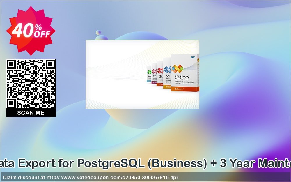 EMS Data Export for PostgreSQL, Business + 3 Year Maintenance Coupon, discount Coupon code EMS Data Export for PostgreSQL (Business) + 3 Year Maintenance. Promotion: EMS Data Export for PostgreSQL (Business) + 3 Year Maintenance Exclusive offer 