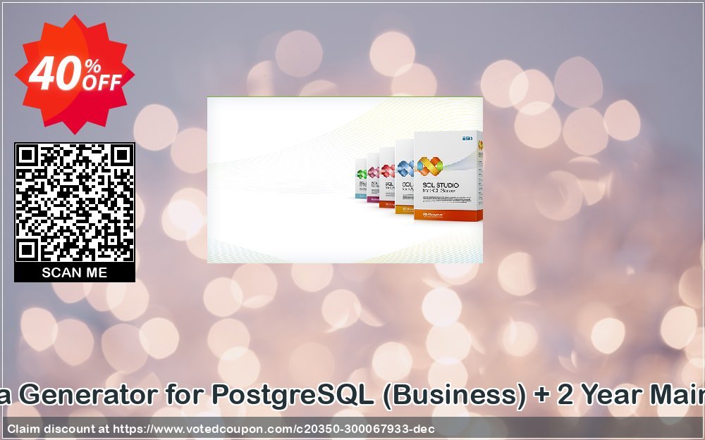 EMS Data Generator for PostgreSQL, Business + 2 Year Maintenance Coupon, discount Coupon code EMS Data Generator for PostgreSQL (Business) + 2 Year Maintenance. Promotion: EMS Data Generator for PostgreSQL (Business) + 2 Year Maintenance Exclusive offer 
